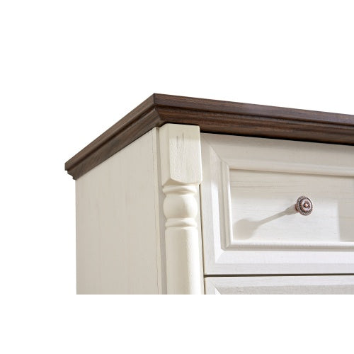 Farmhouse Style 5 Drawer Dresser Chest with Base