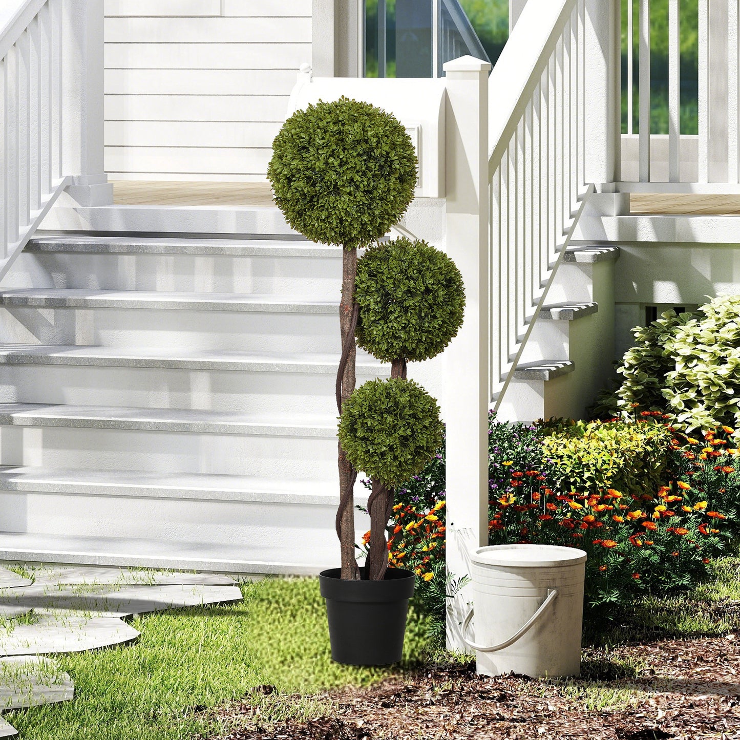 45.3" Artificial Ball Boxwood Topiary