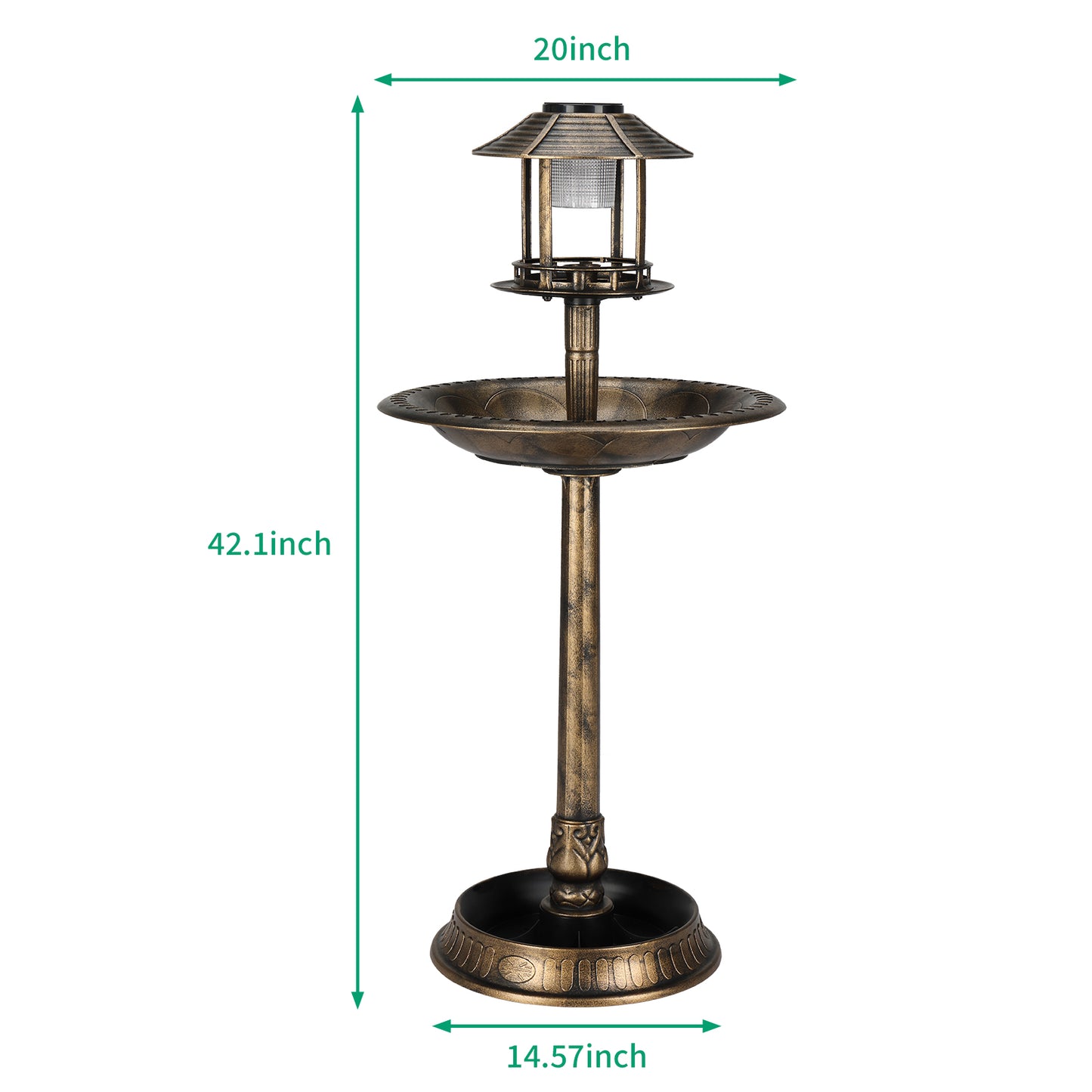 Bronze, With Solar Light, Bird Bath