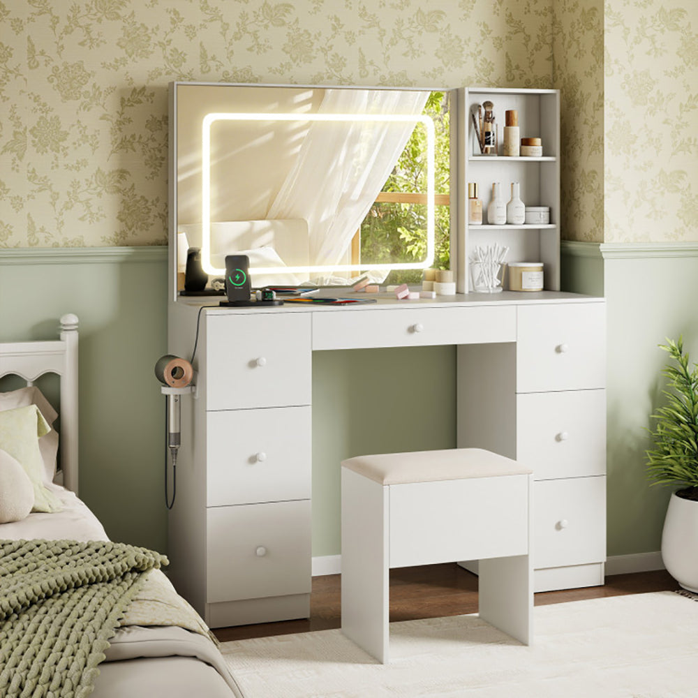 Vanity Desk with Mirror and Lights Vanity Table with Stool