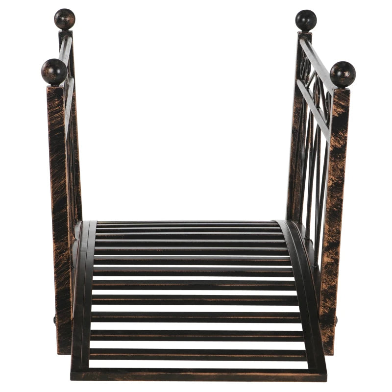 Metal Arch Garden Bridge with Safety Siderails