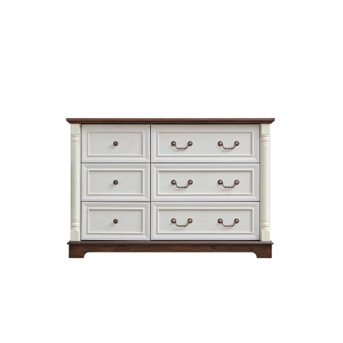 Farmhouse Style 6 Drawer Dresser Chest with Base