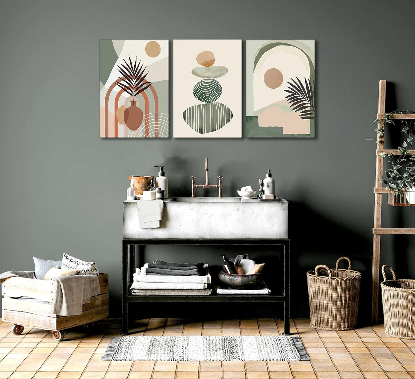 3 Pcs Boho Canvas Wall Art, 12x16