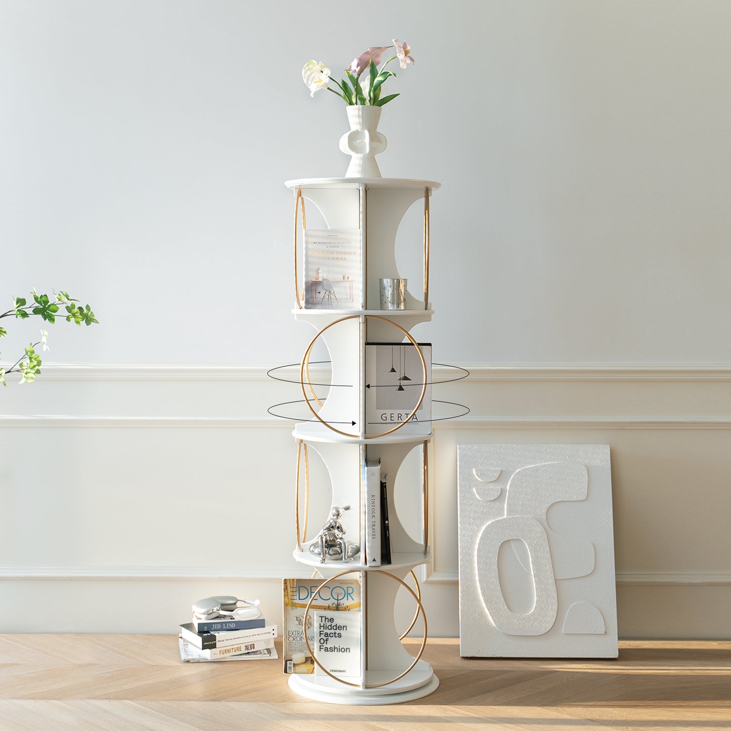 4-layer floor standing organizer, 360 ° rotation