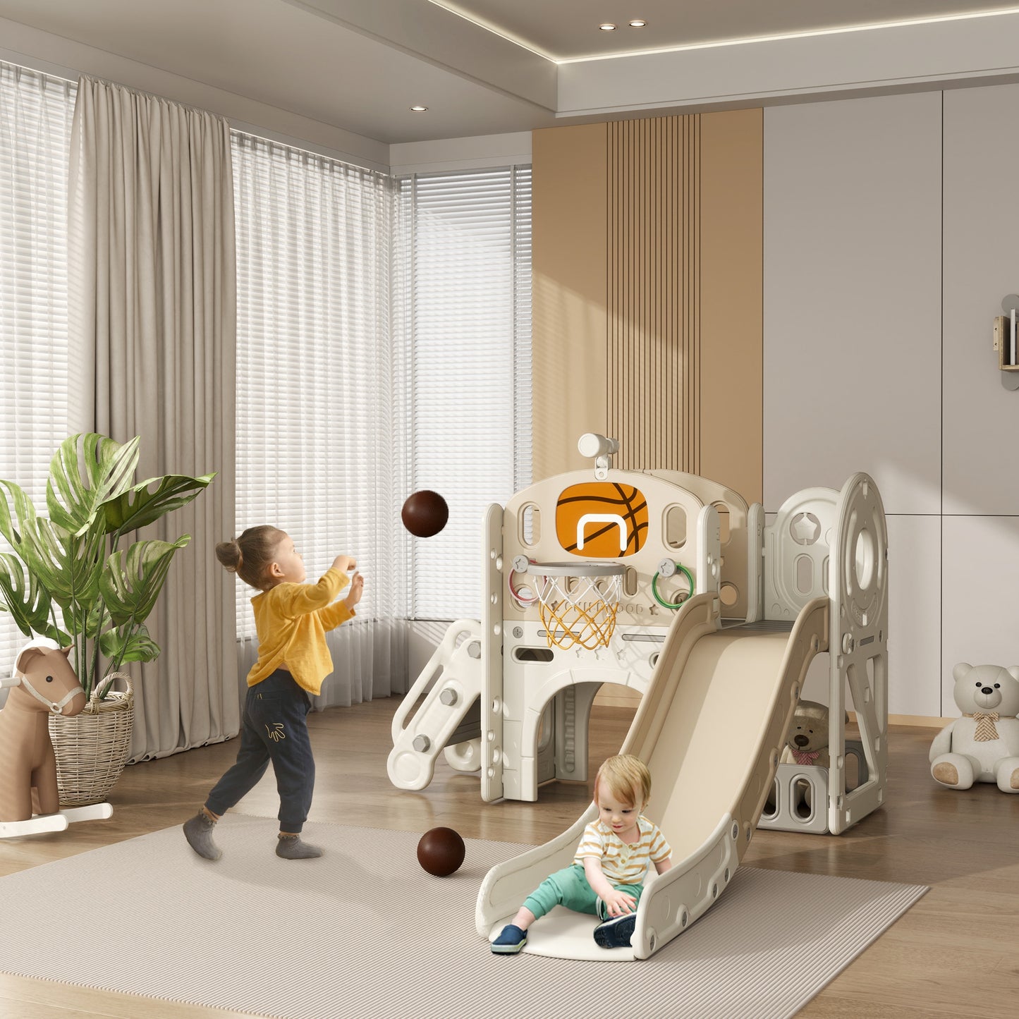 Toddler Slide for Kids Ages 1-6 with Bus Front