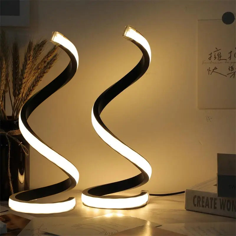 2Pc Spiral Three-Color Adjustable LED Desk Lamp