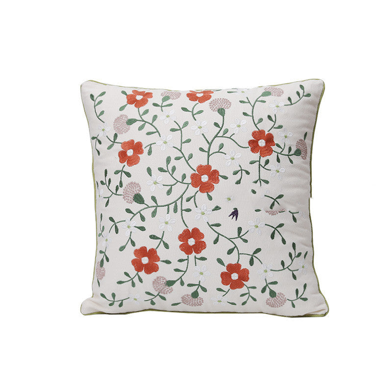 Home Embroidery Plants and Flowers Pillowcase