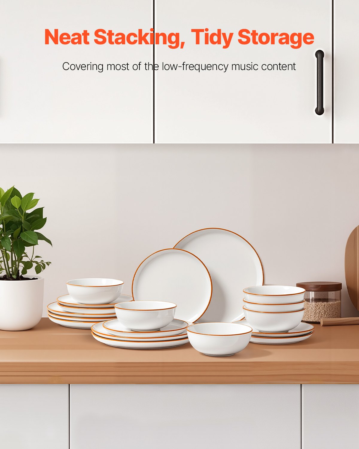 18 PC Ceramic Plates and Bowls Sets Service For 6, White