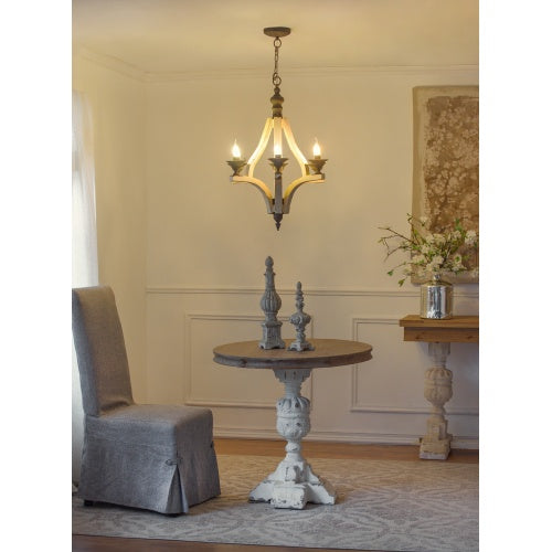 6-Light Wood Chandelier with Adjustable Chain