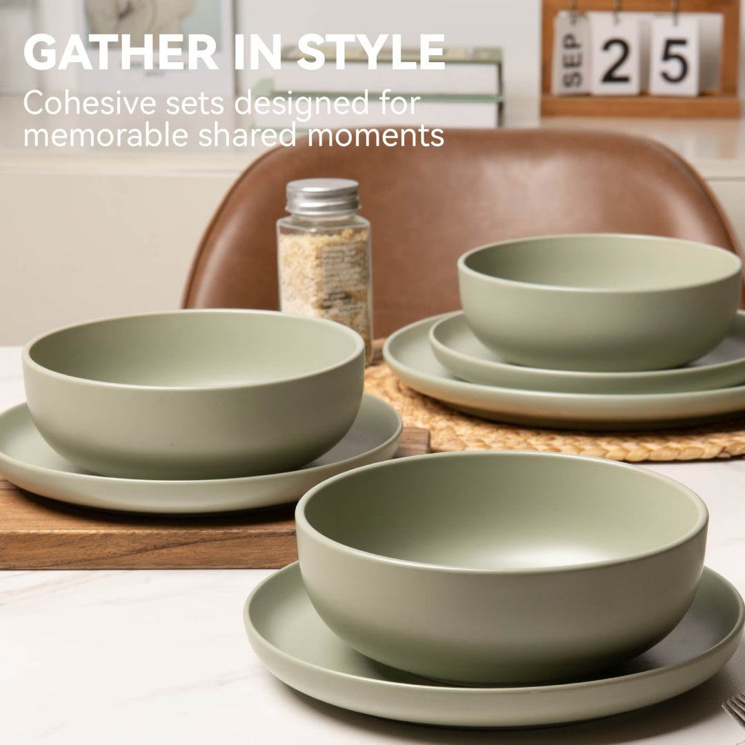 12-Piece Stoneware Dinnerware Sets With Mugs