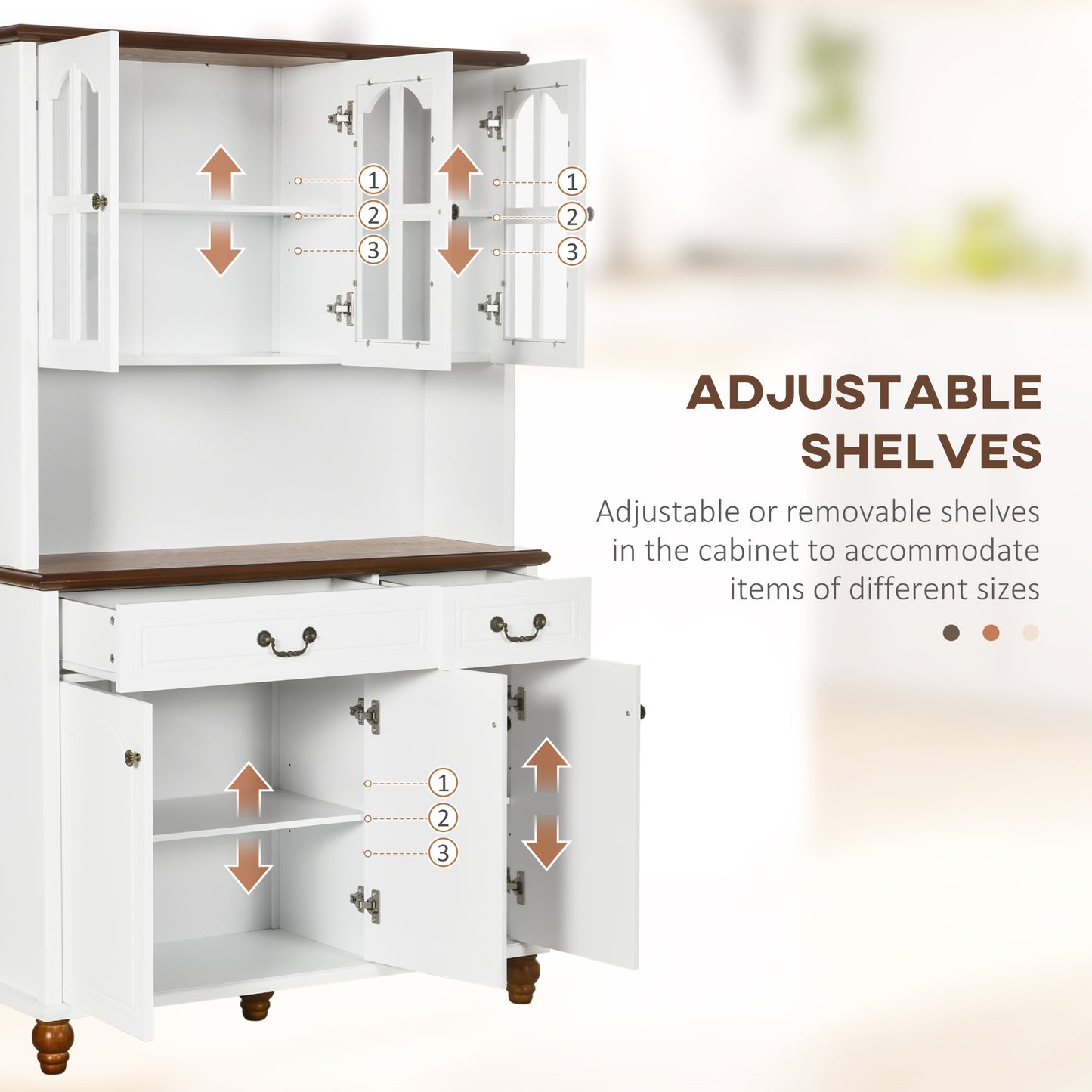 Kitchen Buffet with Hutch, White