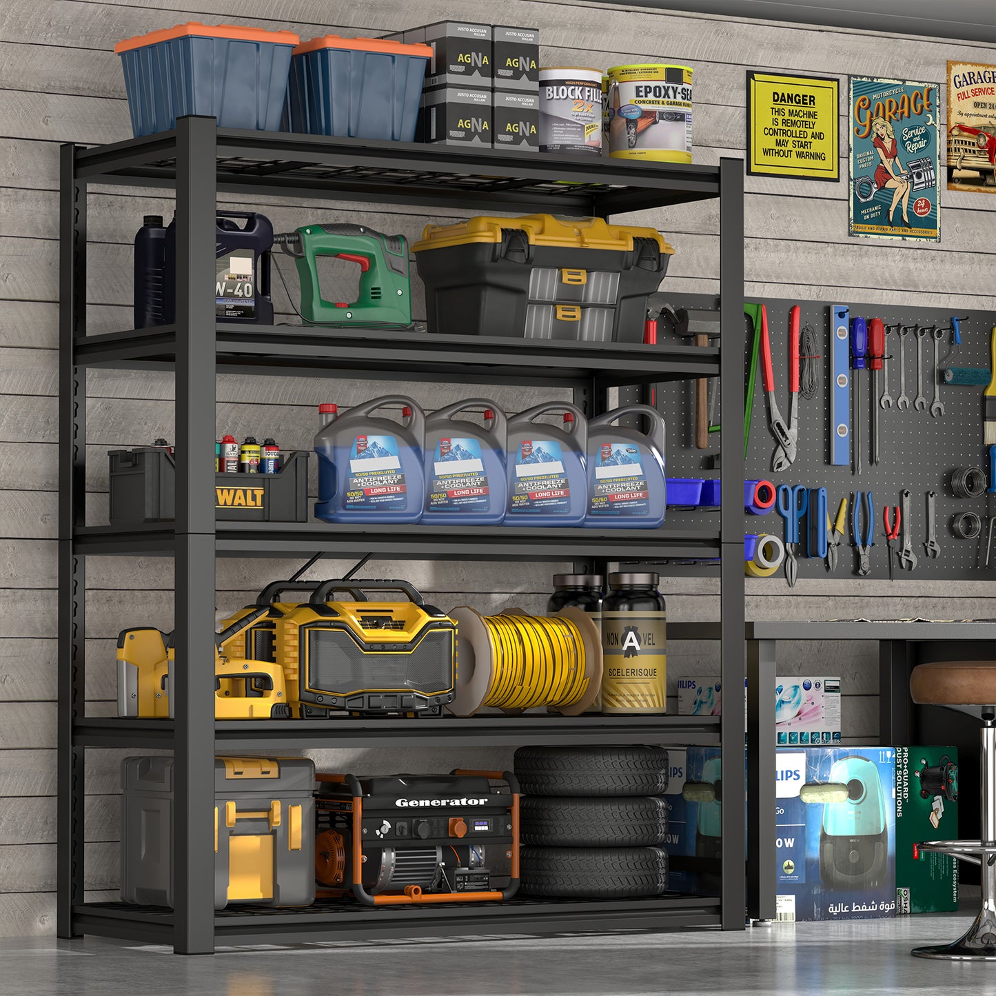 59 Inches Metal Storage Rack, Heavy-Duty Steel