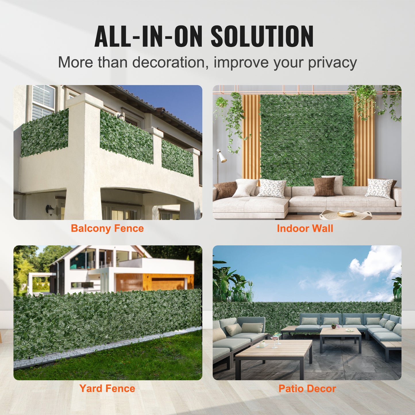 VEVOR Ivy Privacy Fence, 96" X 72" Artificial Green Wall Screen