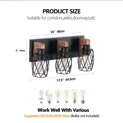18" Industrial Vintage 3-Light Wall Sconce
