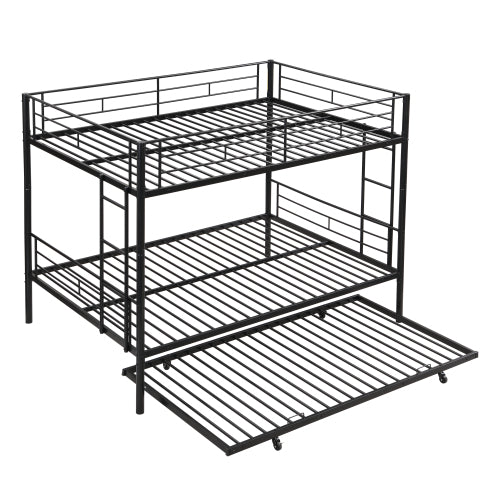 Full Over Full with Trundle Metal Bunk Bed