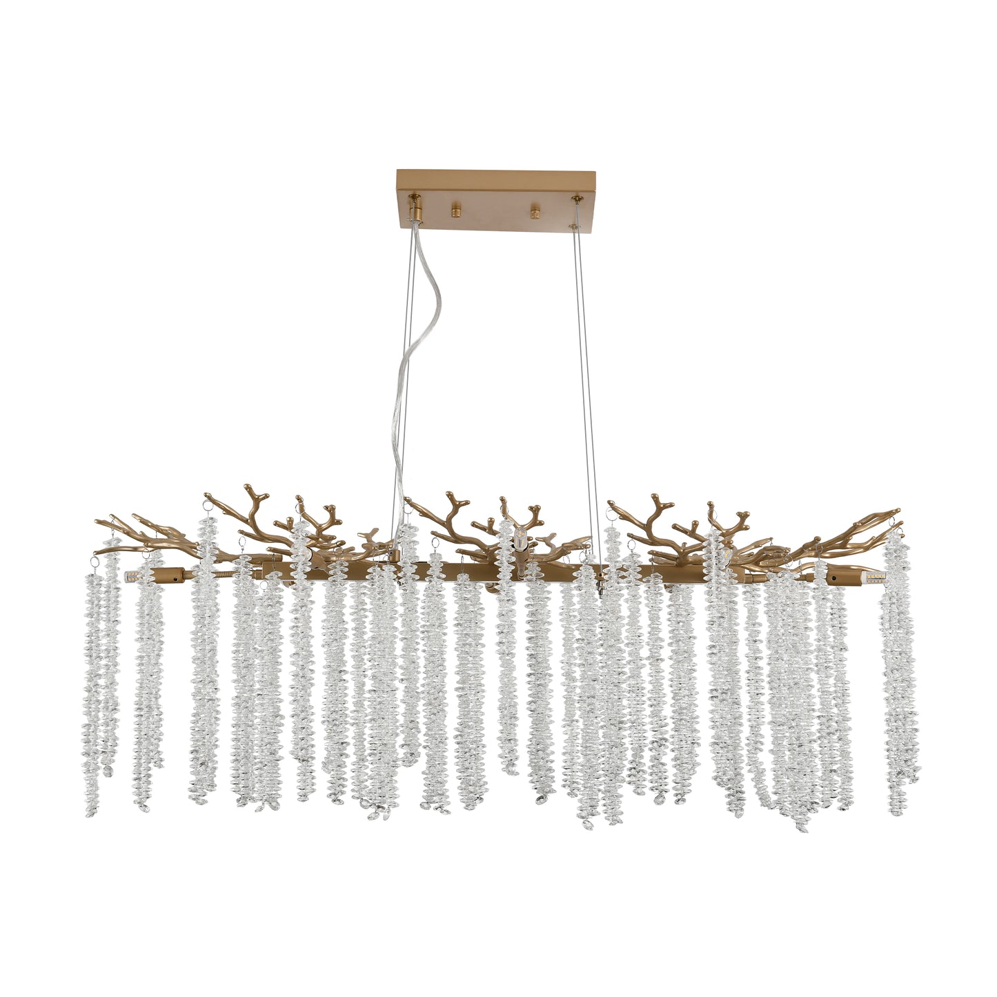39-inch Modern Golden Pendant Light with Cascading Crystals