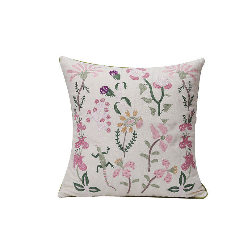 Home Embroidery Plants and Flowers Pillowcase