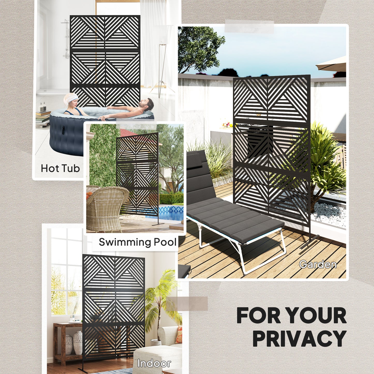 Metal Outdoor Privacy Screen Climbing Plant Trellis with Stand