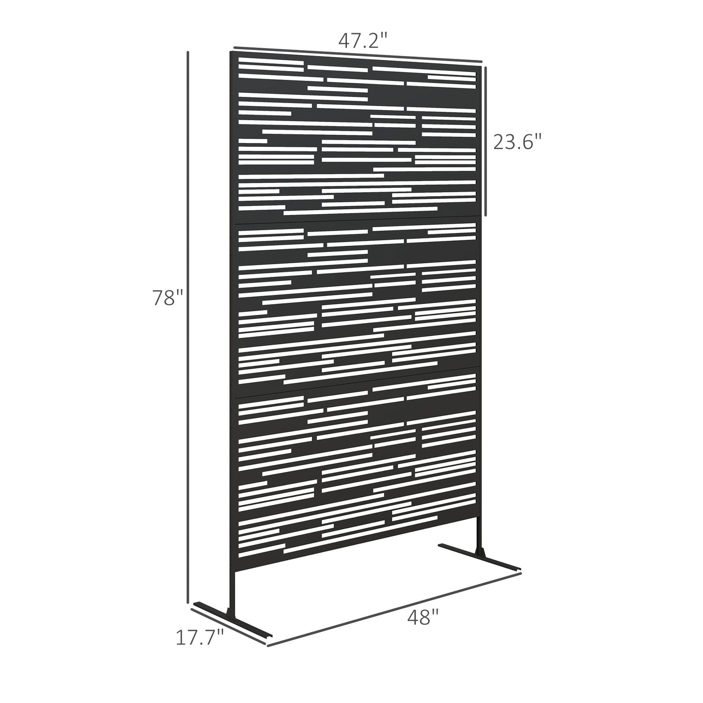 78" H X 48" W Metal Outdoor Privacy Screen, Black