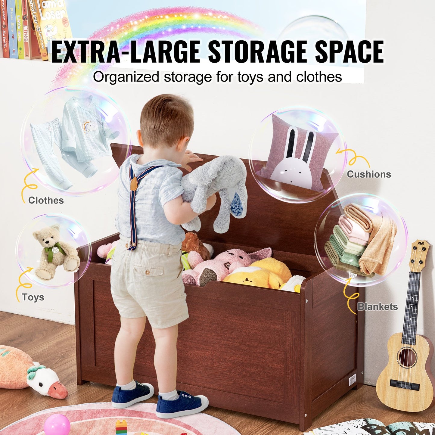 Wooden Toy Chest for Kids