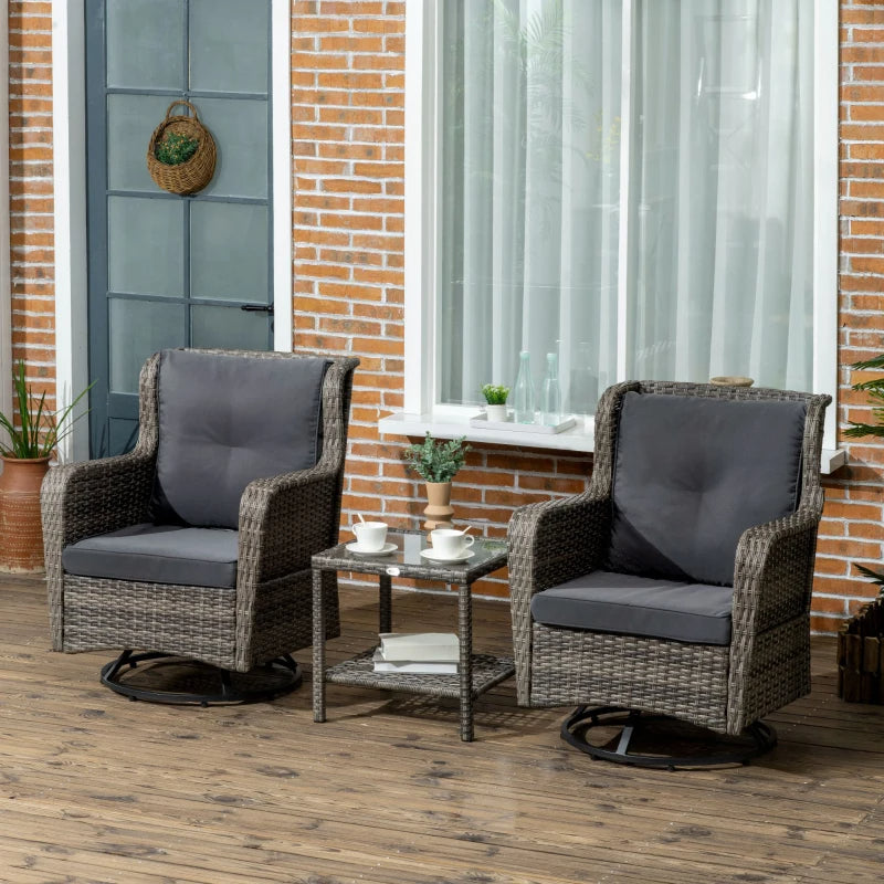 Patio Bistro Set with 360 Rotation & Rocking Function