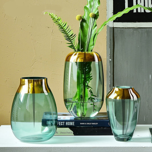 Transparent Glass Vase Decoration, Green