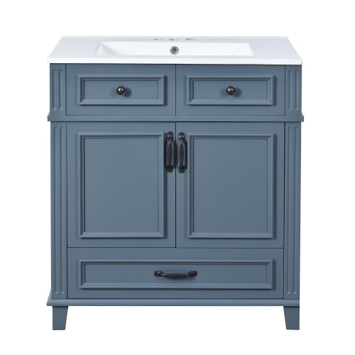 30'' Bathroom Vanity with Ceramic Sink, Blue