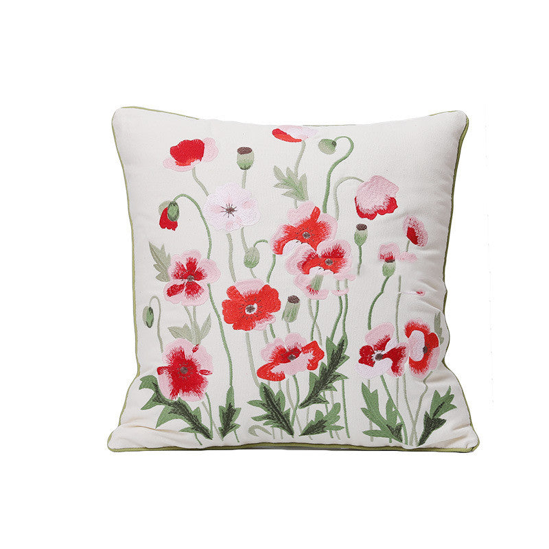 Home Embroidery Plants and Flowers Pillowcase