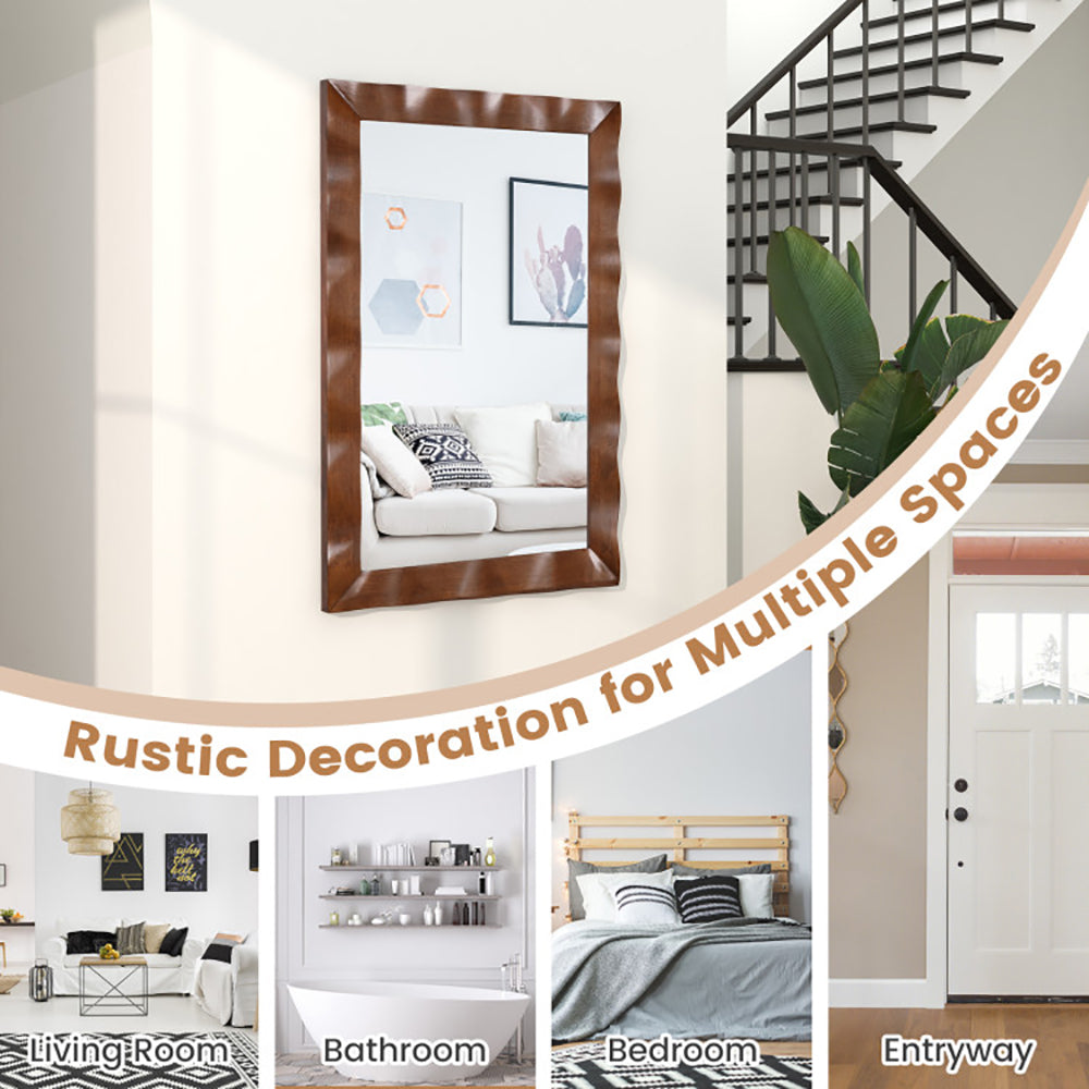 41.5 x 28 Inches Farmhouse Wall Mirror with Solid Wood Frame