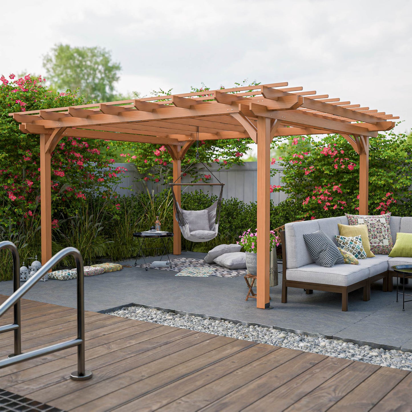 Outdoor Wood Pergola for Climbing Plant Support