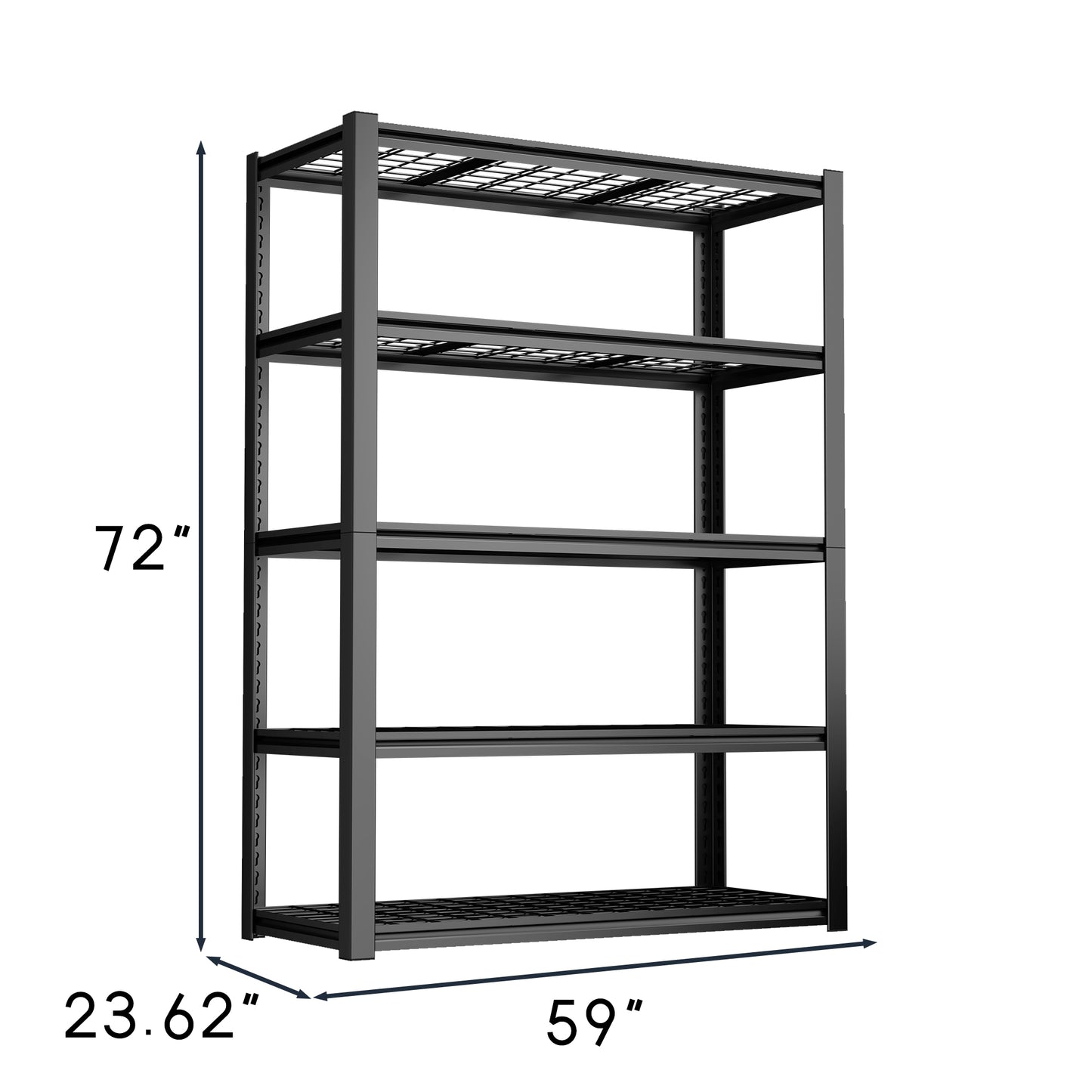59 Inches Metal Storage Rack, Heavy-Duty Steel