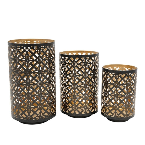 Set of 3 Helena Pierced Metal Lanterns