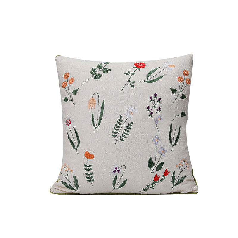 Home Embroidery Plants and Flowers Pillowcase