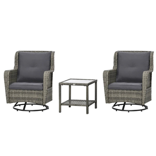 Patio Bistro Set with 360 Rotation & Rocking Function