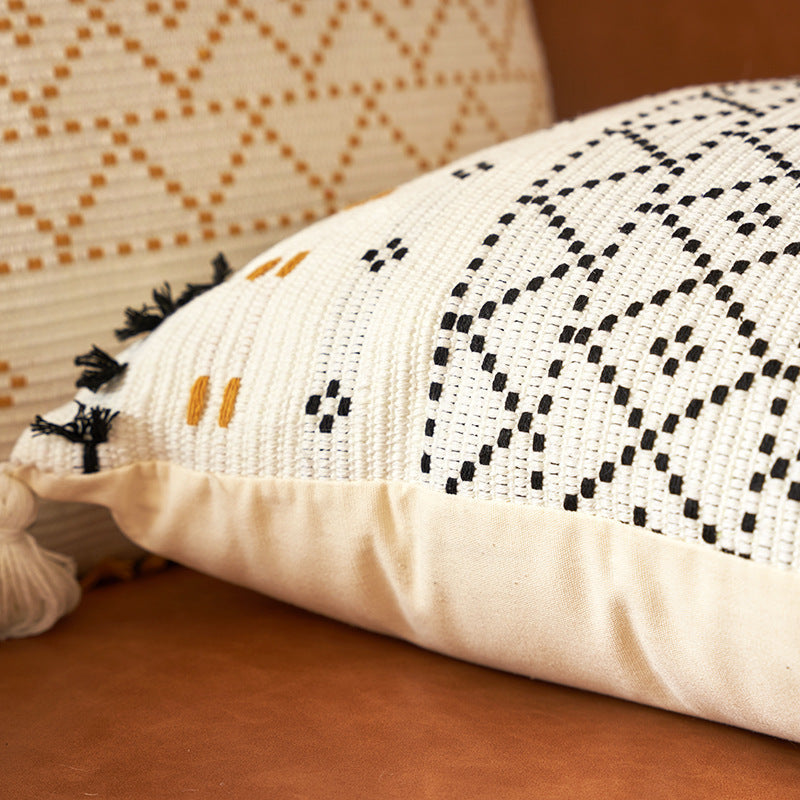 Knitted Cotton Thread Geometry Throw Pillow