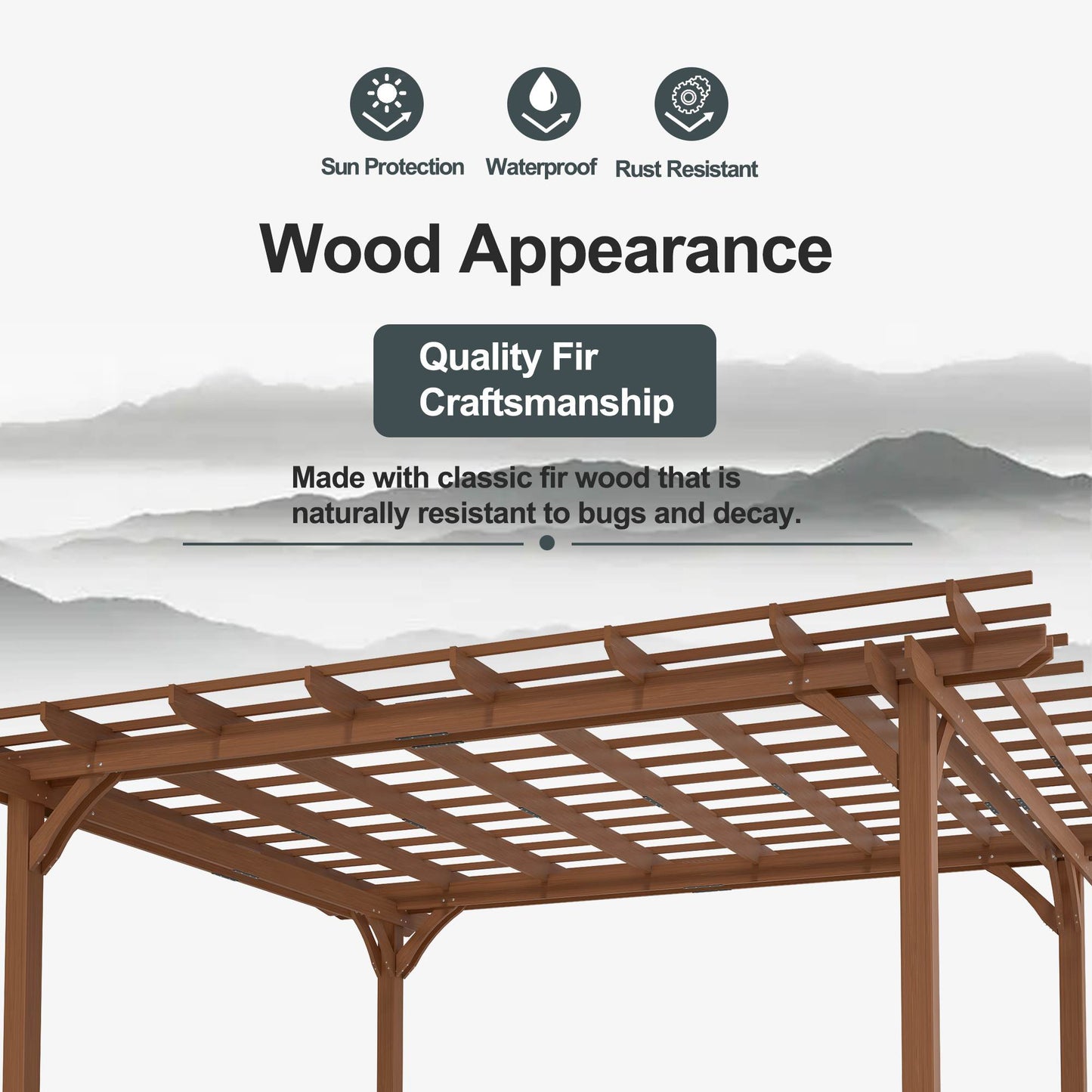 Outdoor Wood Pergola for Climbing Plant Support