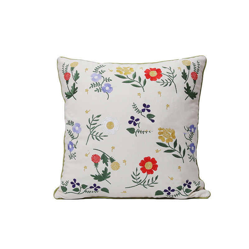 Home Embroidery Plants and Flowers Pillowcase