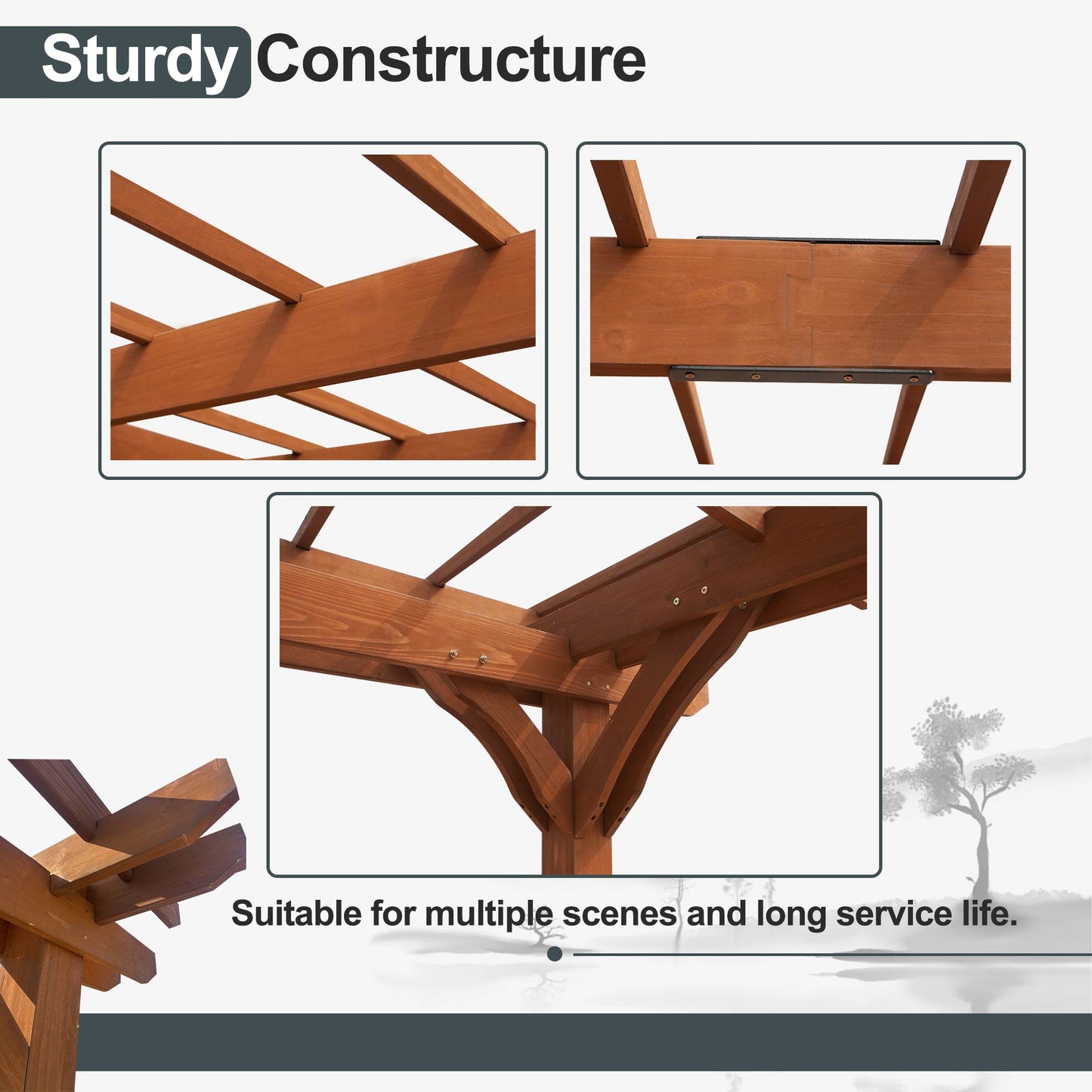 Outdoor Wood Pergola for Climbing Plant Support