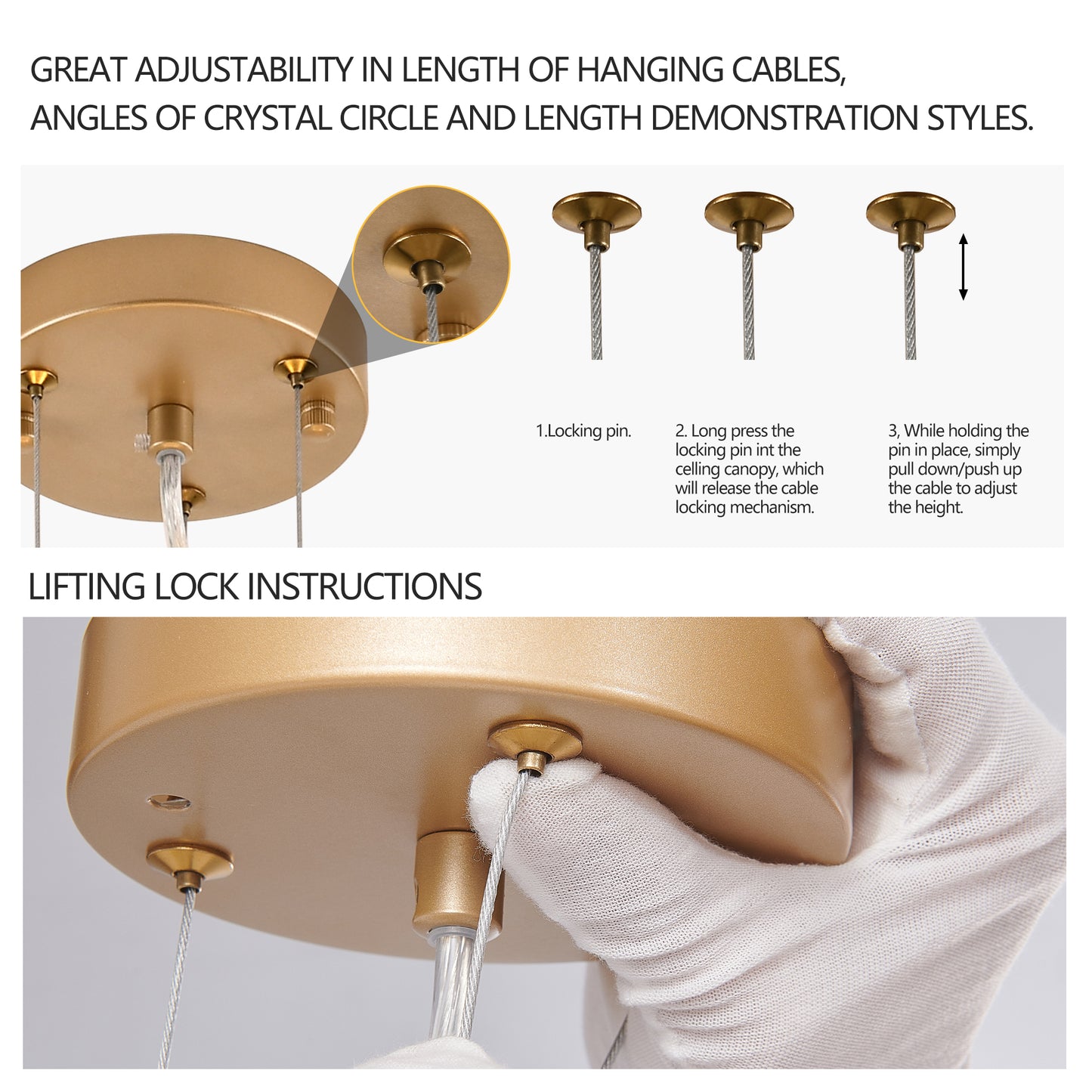 24-inch Modern Golden Pendant Light with Cascading Crystals