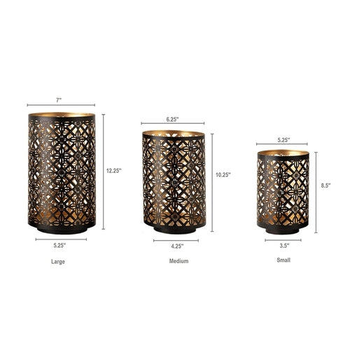 Set of 3 Helena Pierced Metal Lanterns