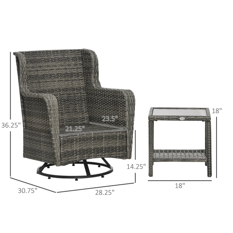 Patio Bistro Set with 360 Rotation & Rocking Function