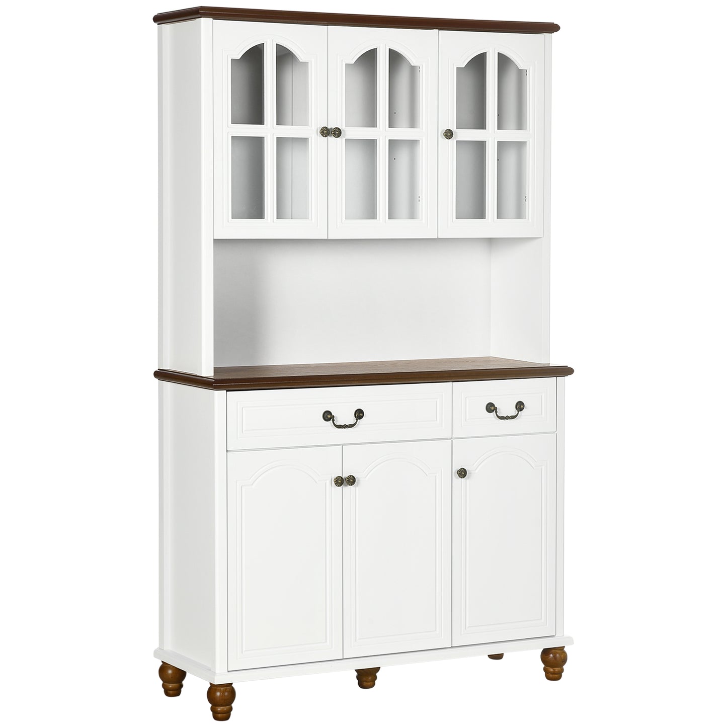 Kitchen Buffet with Hutch, White