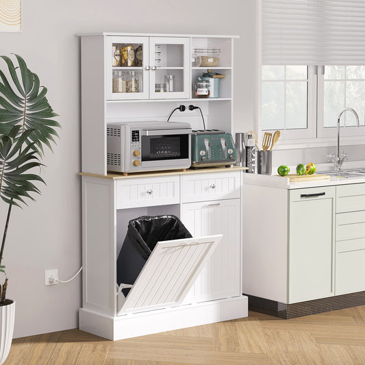 Kitchen Cabinet with Charging Station, White