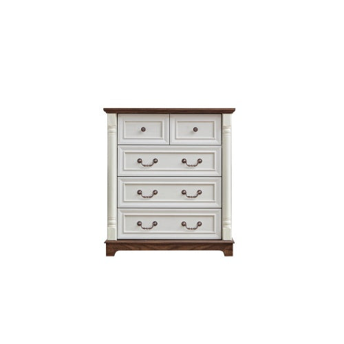 Farmhouse Style 5 Drawer Dresser Chest with Base