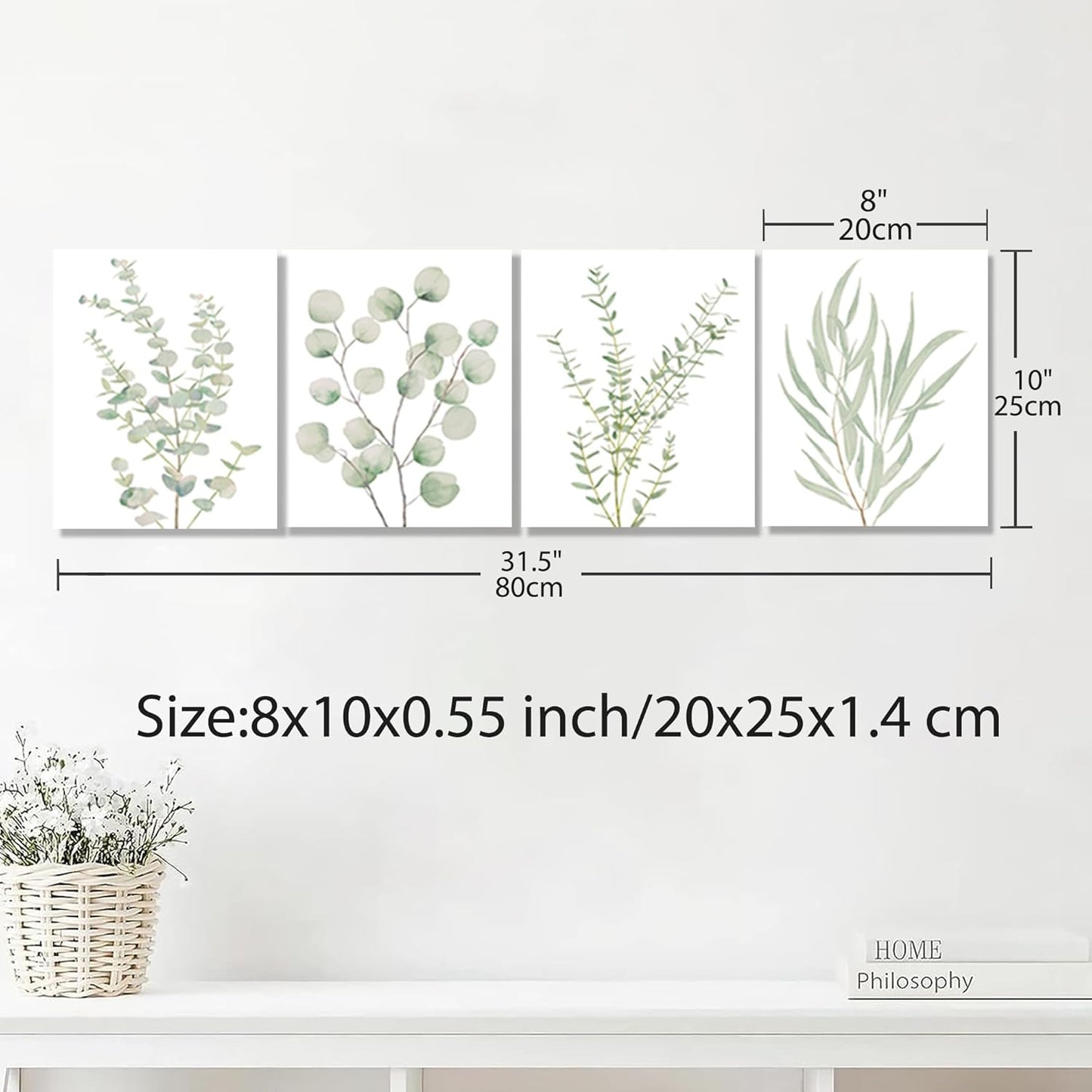 4PCS 8X10 in, Botanical Plant Canvas Wall Art