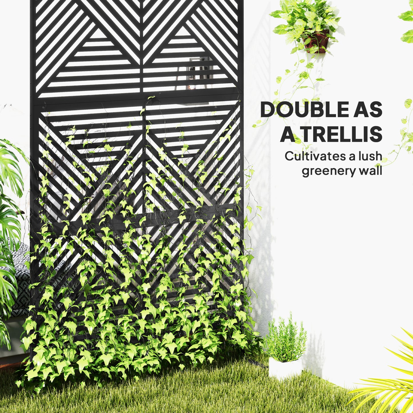 Metal Outdoor Privacy Screen Climbing Plant Trellis with Stand