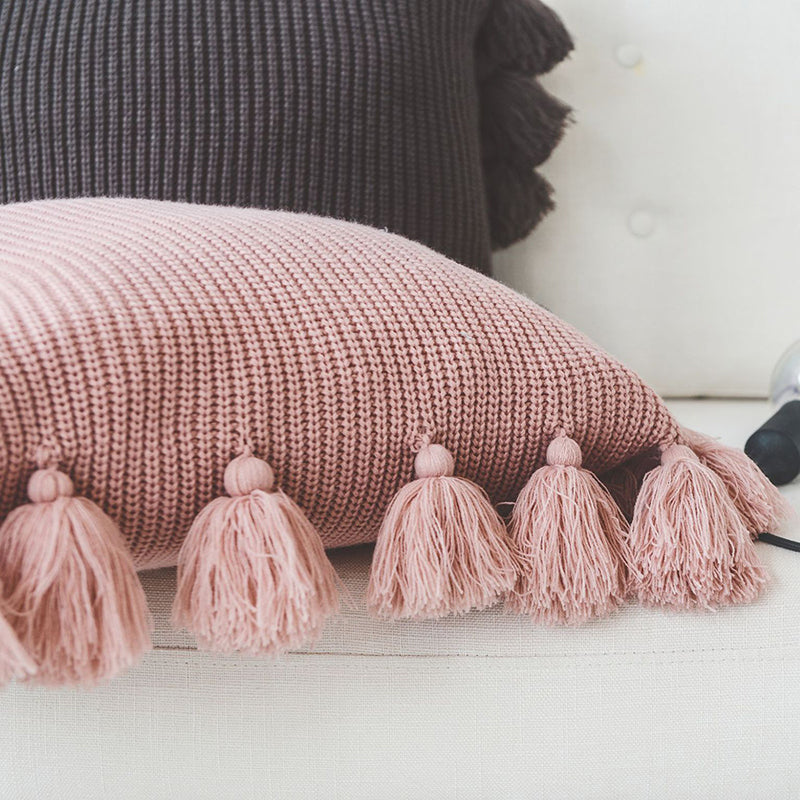Solid Color Fringe Side Pillow