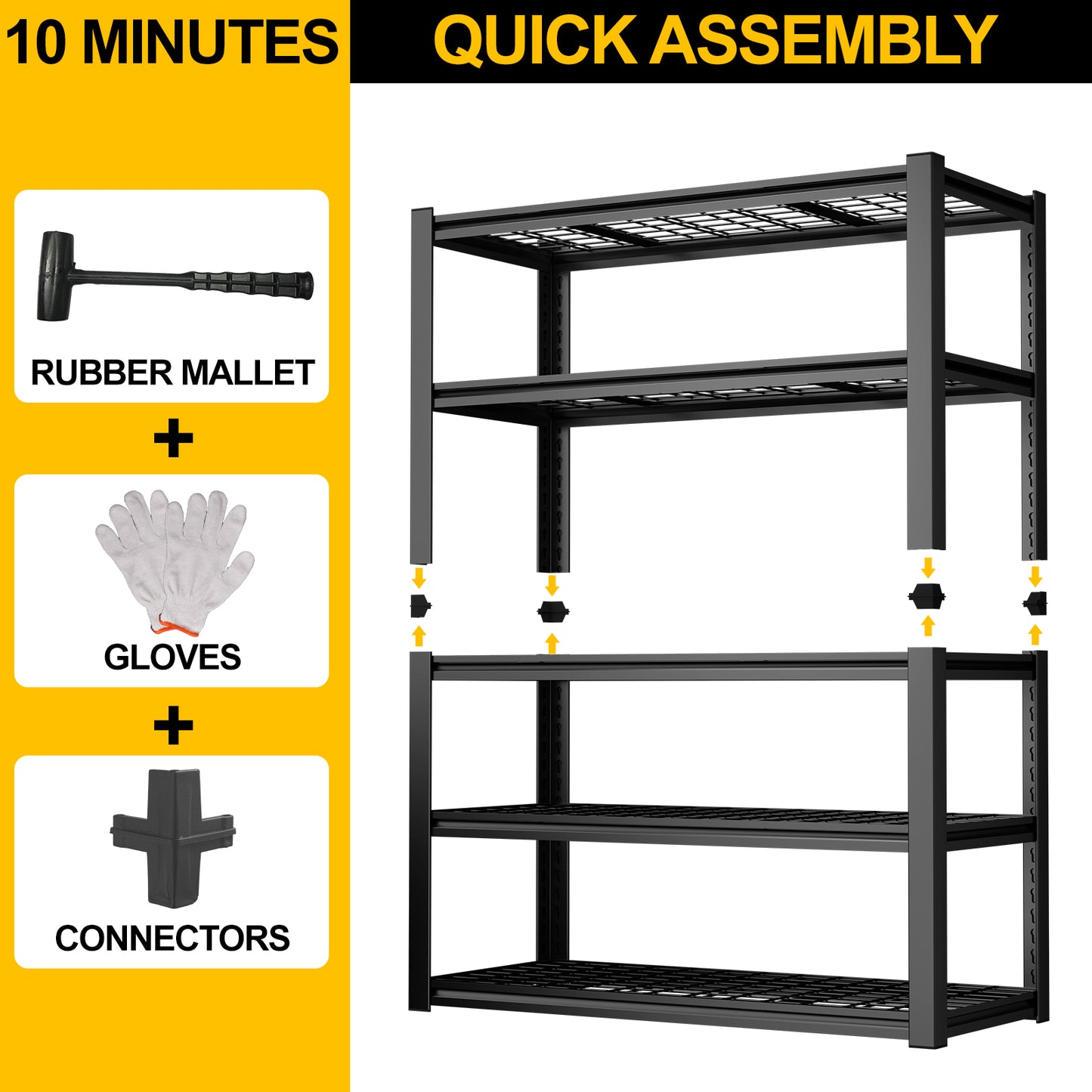 59 Inches Metal Storage Rack, Heavy-Duty Steel