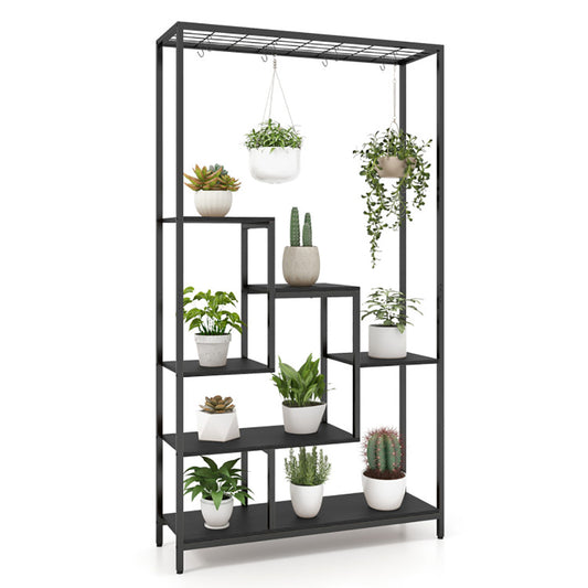 6-Tier Tall Plant Stand 71" with 10 Hanging Hooks