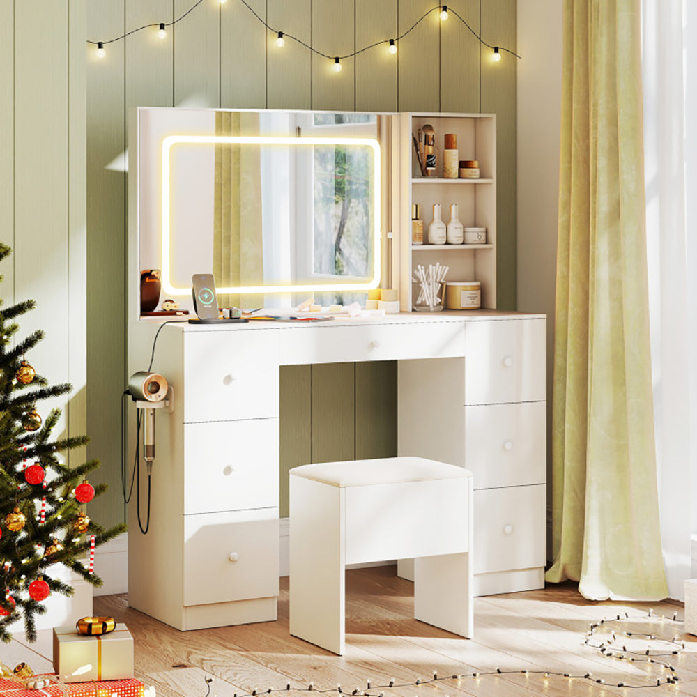Vanity Desk with Mirror and Lights Vanity Table with Stool